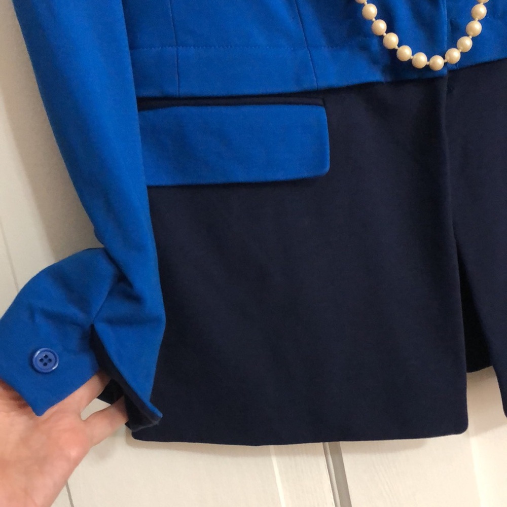 ETCETERA by Carlisle NEW YORK • Blue & Black Blazer Jacket • Zipper Detail - Picture 7 of 17